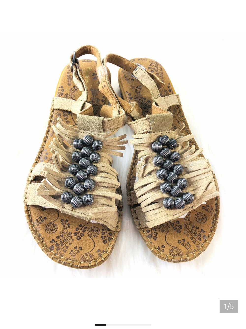 Hush Puppies Suede Boho Fringe Embellished Sandals 8.5
